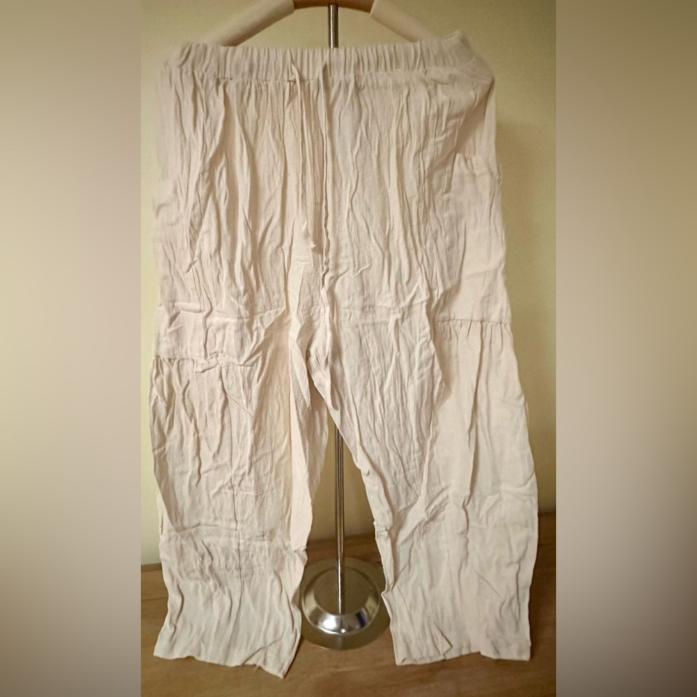 Bohemian Cotton Wide Leg Pants Cream Color